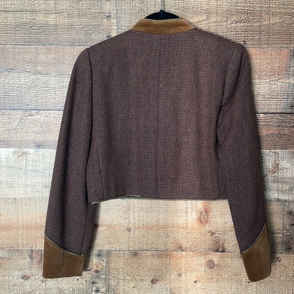 Oscar de la Renta vintage cropped tweed velvet jacket blazer Size 6 - Picture 6 of 10